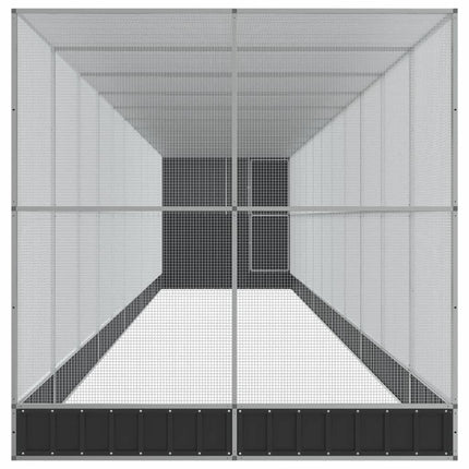 Volière avec extension argenté 1244x203x216 cm acier