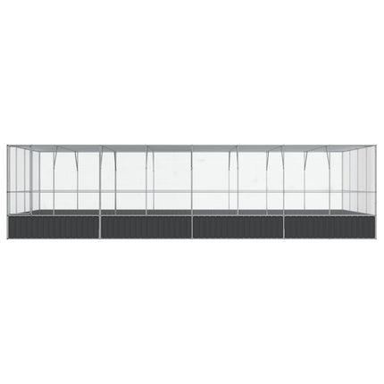 Volière avec extension argenté 832x414x212 cm acier