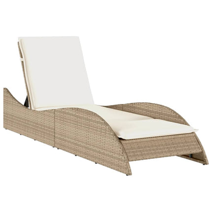 Chaise longue avec coussin beige 60x205x73 cm résine tressée