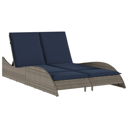 Chaise longue avec coussins Gris 114 x 205 x 73 cm Résine tressée
