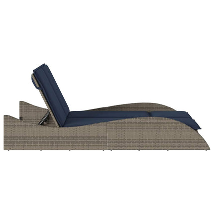 Chaise longue avec coussins Gris 114 x 205 x 73 cm Résine tressée