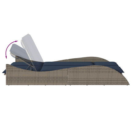 Chaise longue avec coussins Gris 114 x 205 x 73 cm Résine tressée