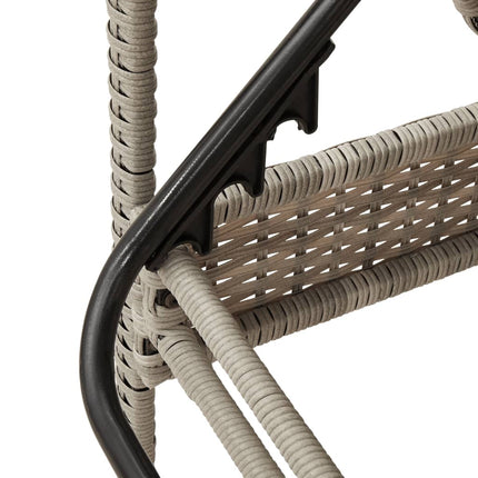 Chaise longue et coussin gris clair 63x200x81 cm résine tressée