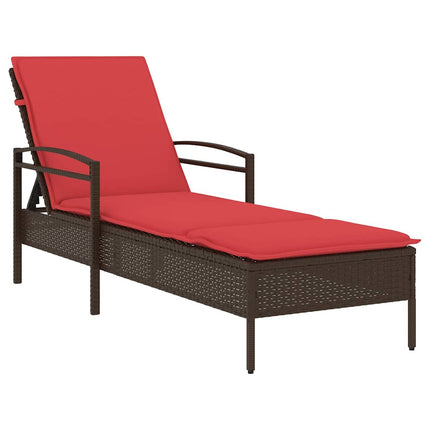 Chaise longue avec coussin Marron 63 x 200 x 81cm polyrotin