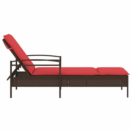 Chaise longue avec coussin Marron 63 x 200 x 81cm polyrotin