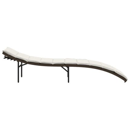 Chaise longue avec coussin marron 55x199x50 cm résine tressée