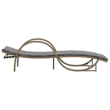 Chaise longue avec coussin beige 60x199x42 cm résine tressée