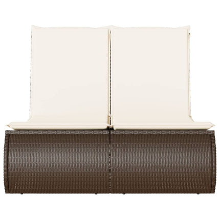 Chaise longue double avec coussins marron résine tressée