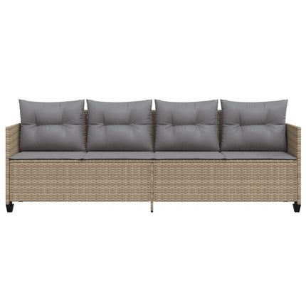 Chaise longue avec coussins beige résine tressée