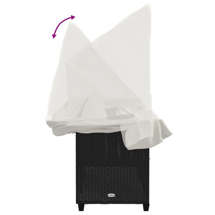 Chaise longue avec auvent et coussins noir résine tressée