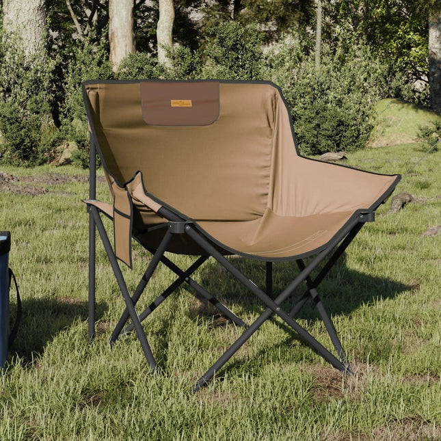 Chaise de camping avec poche pliable lot de 2 marron