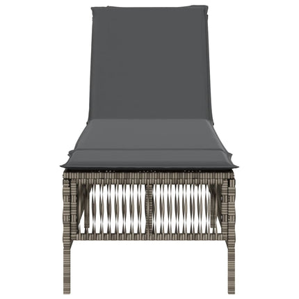Chaise longue avec coussin gris résine tressée