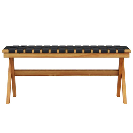 Banc de jardin noir bois massif d'acacia et tissu