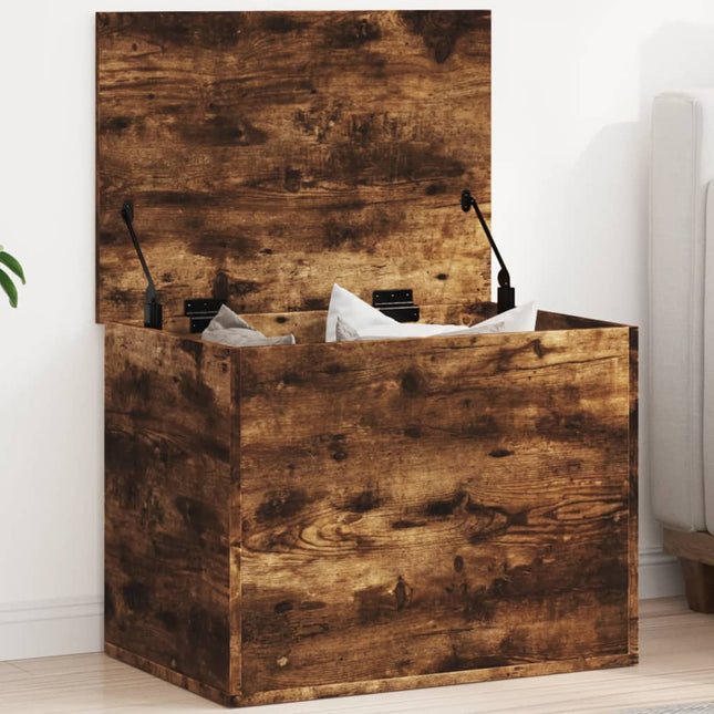 Boîte de rangement chêne fumé 60x42x46 cm bois d'ingénierie