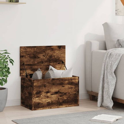 Boîte de rangement chêne fumé 60x35x35 cm bois d'ingénierie