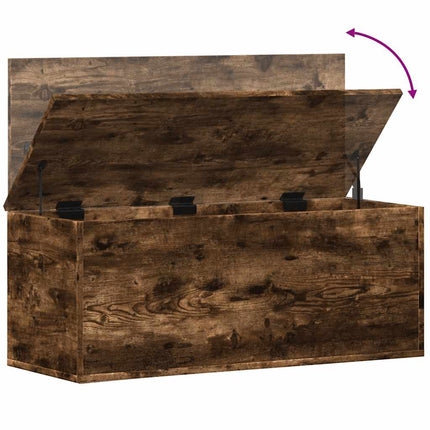 Boîte de rangement chêne fumé 90x35x35 cm bois d'ingénierie