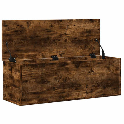 Boîte de rangement chêne fumé 102x35x35 cm bois d'ingénierie