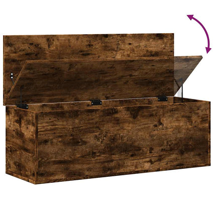 Boîte de rangement chêne fumé 102x35x35 cm bois d'ingénierie