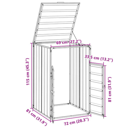 Rangement à roulettes pour poubelles pour bac unique acier