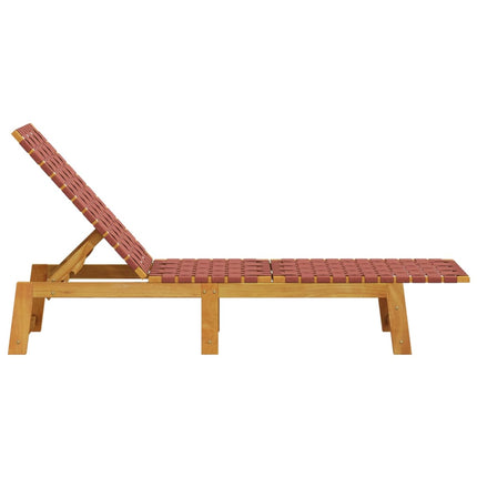 Chaises longues lot de 2 rouge bois d'acacia solide et tissu