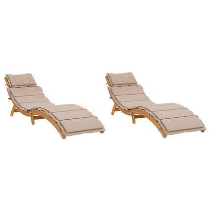 Chaises longues avec coussins lot de 2 taupe bois massif acacia
