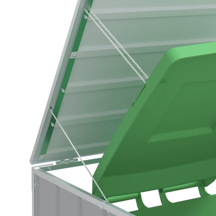 Rangement à roulettes pour poubelles pour bac unique gris acier