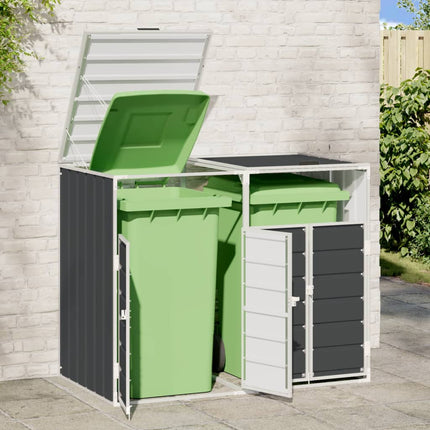 Rangement à roulettes pour poubelles pour deux bacs acier