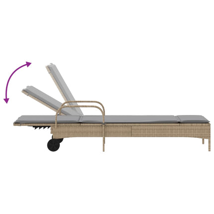 Chaises longues avec coussins lot de 2 beige résine tressée