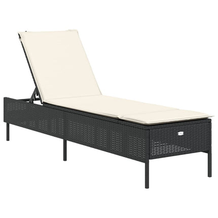 Chaises longues avec coussins lot de 2 noir résine tressée