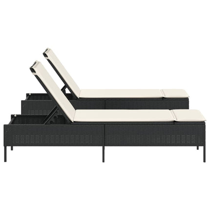 Chaises longues avec coussins lot de 2 noir résine tressée