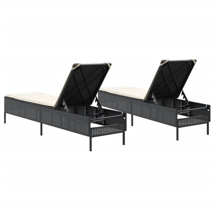 Chaises longues avec coussins lot de 2 noir résine tressée