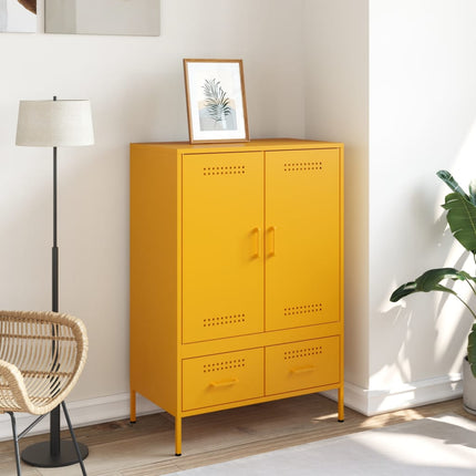Buffet haut jaune moutarde 68x39x101,5 cm acier