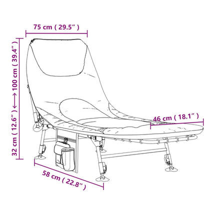 Lit de pêche avec pieds à boue réglables pliable camouflage