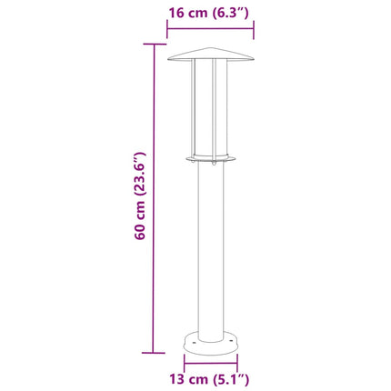 Lampadaires d'extérieur 3 pcs argenté 60 cm acier inoxydable