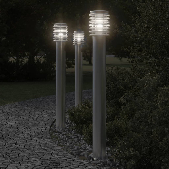 Lampadaires d'extérieur et sortie 3pcs argenté acier inoxydable