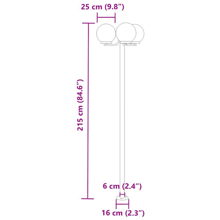 Lampadaires d'extérieur 2 pcs argenté 215 cm acier inoxydable