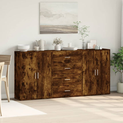 Buffets 3 pcs chêne fumé 60x31x84 cm bois d'ingénierie