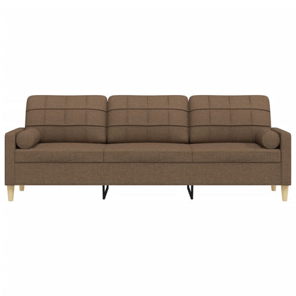 Canapé 3 places avec oreillers décoratifs marron 210 cm tissu