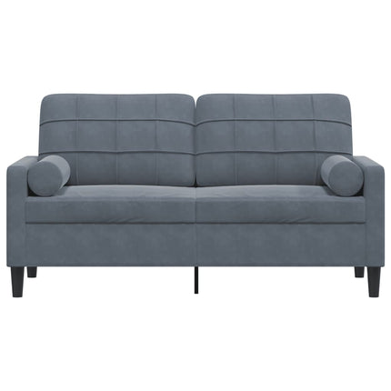 Canapé 2 places avec oreillers gris foncé 140 cm velours