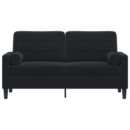 Canapé 2 places avec oreillers décoratifs noir 140 cm velours