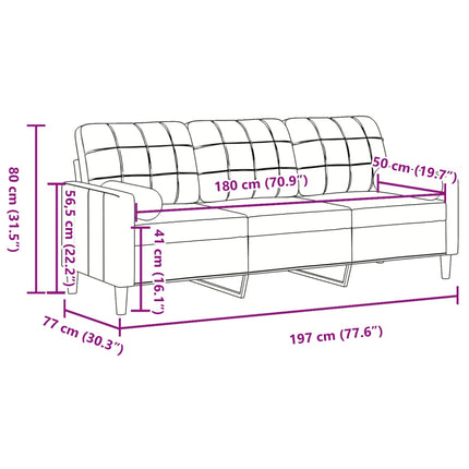 Canapé 3 places avec oreillers décoratifs rose 180 cm velours