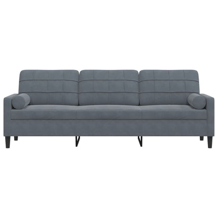 Canapé 3 places avec oreillers gris foncé 210 cm velours