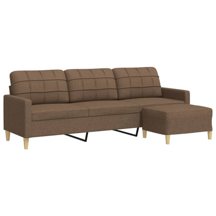 Canapé à 3 places avec repose-pieds Marron 210 cm Tissu