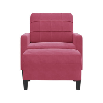 Fauteuil avec repose-pied Rouge bordeaux 60 cm Velours
