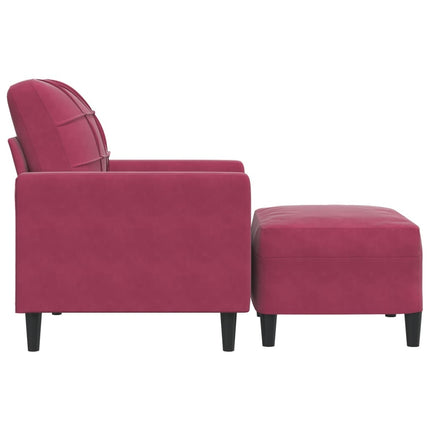 Fauteuil avec repose-pied Rouge bordeaux 60 cm Velours