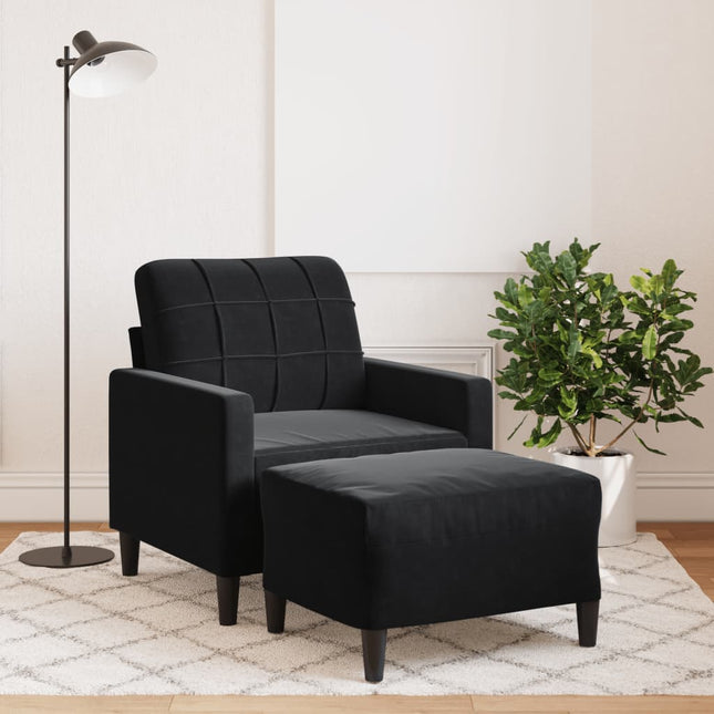 Fauteuil avec repose-pied Noir 60 cm Velours