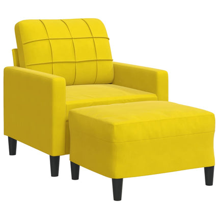 Fauteuil avec repose-pied jaune 60 cm velours