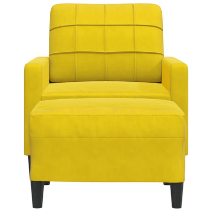 Fauteuil avec repose-pied jaune 60 cm velours