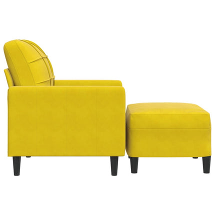Fauteuil avec repose-pied jaune 60 cm velours
