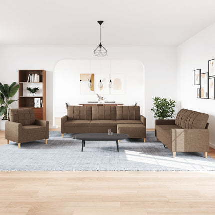 Ensemble de canapés 4 pcs avec repose-pied marron tissu